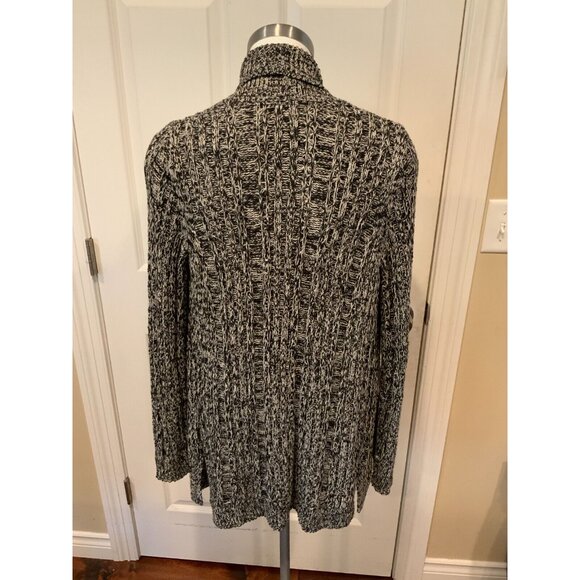 by Anthropologie Black & White Rib Knit Open Front Cardigan Sweater, Size Small - Picture 5 of 6